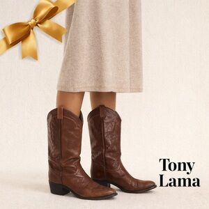 Tony Lama Vintage Brown Leather Western Boots 6B